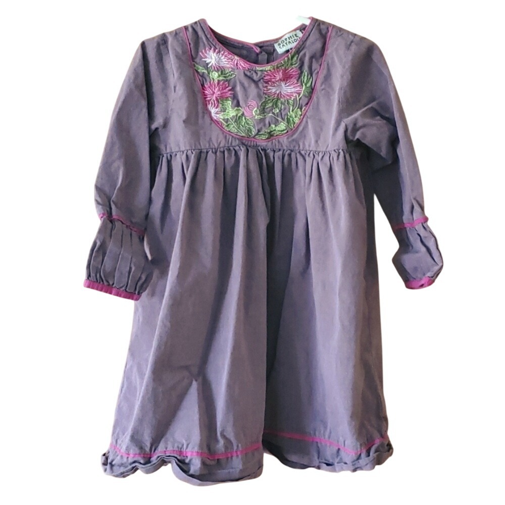 Sophie Catalou Itelier Girls size 4 Dusty‎ Purple Embroidered Long Sleeve Dress